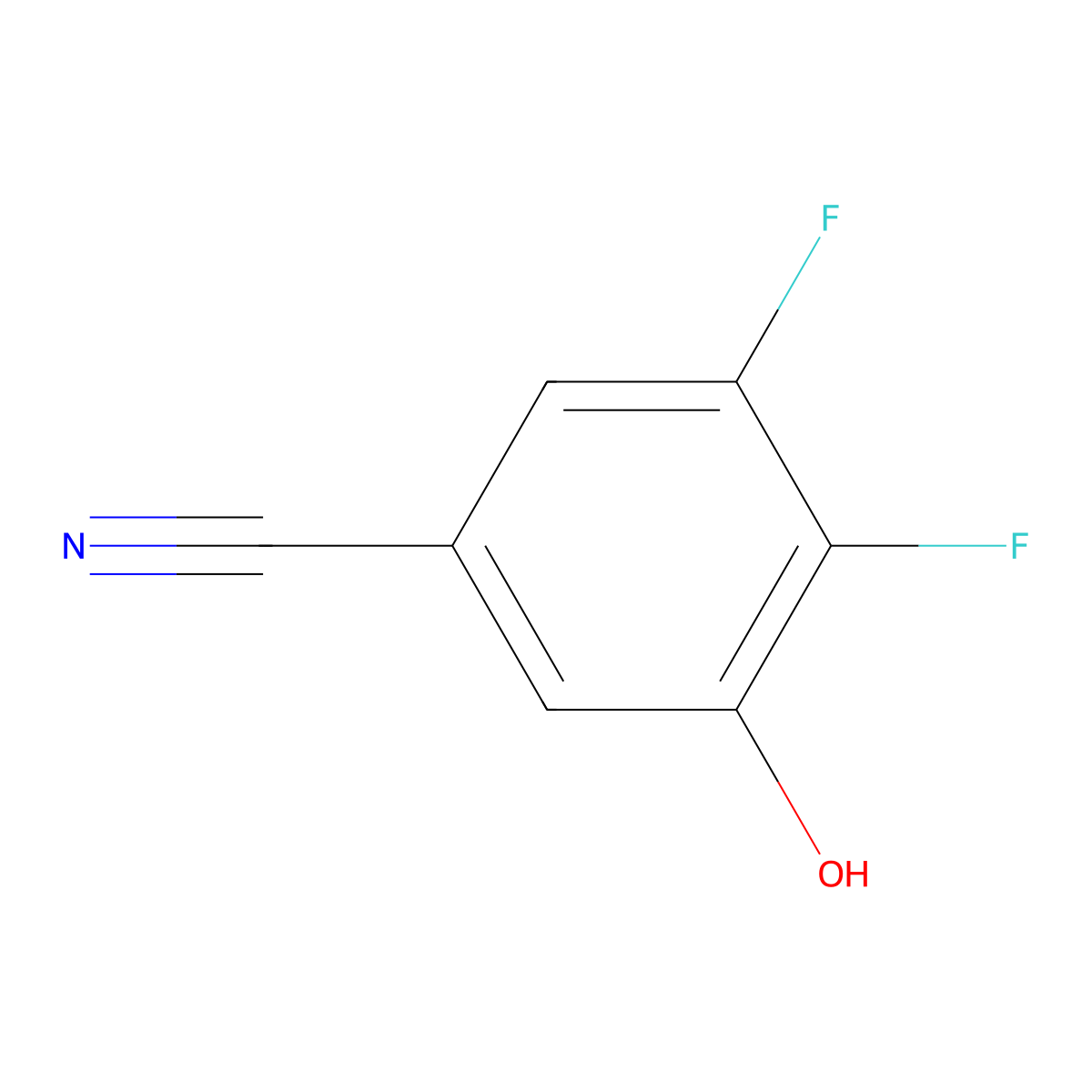 3,4-Difluoro-5-hydroxybenzonitrile molecular structure, CAS 186590-38-5