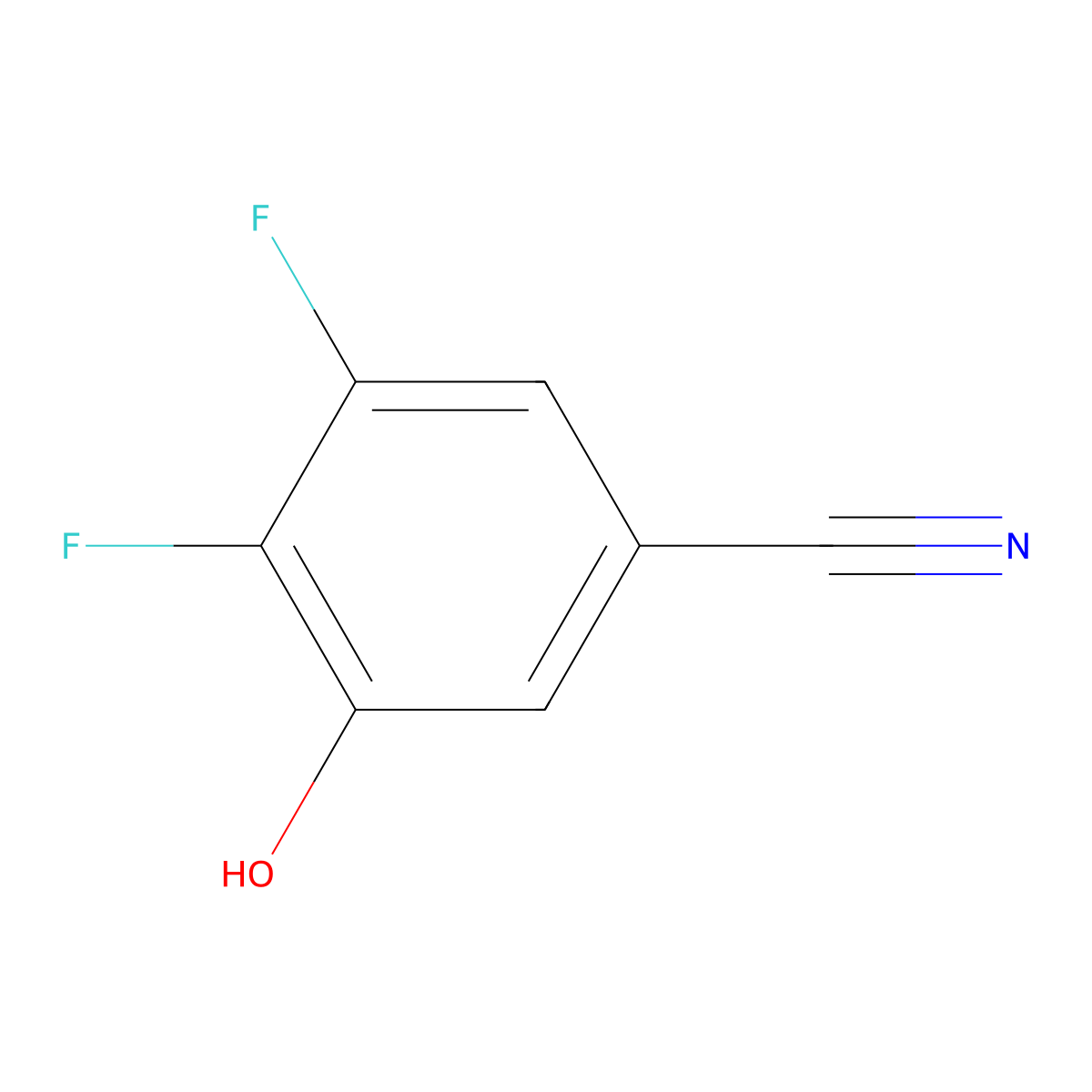 3,4-Difluoro-5-hydroxybenzonitrile molecular structure, CAS 186590-38-5