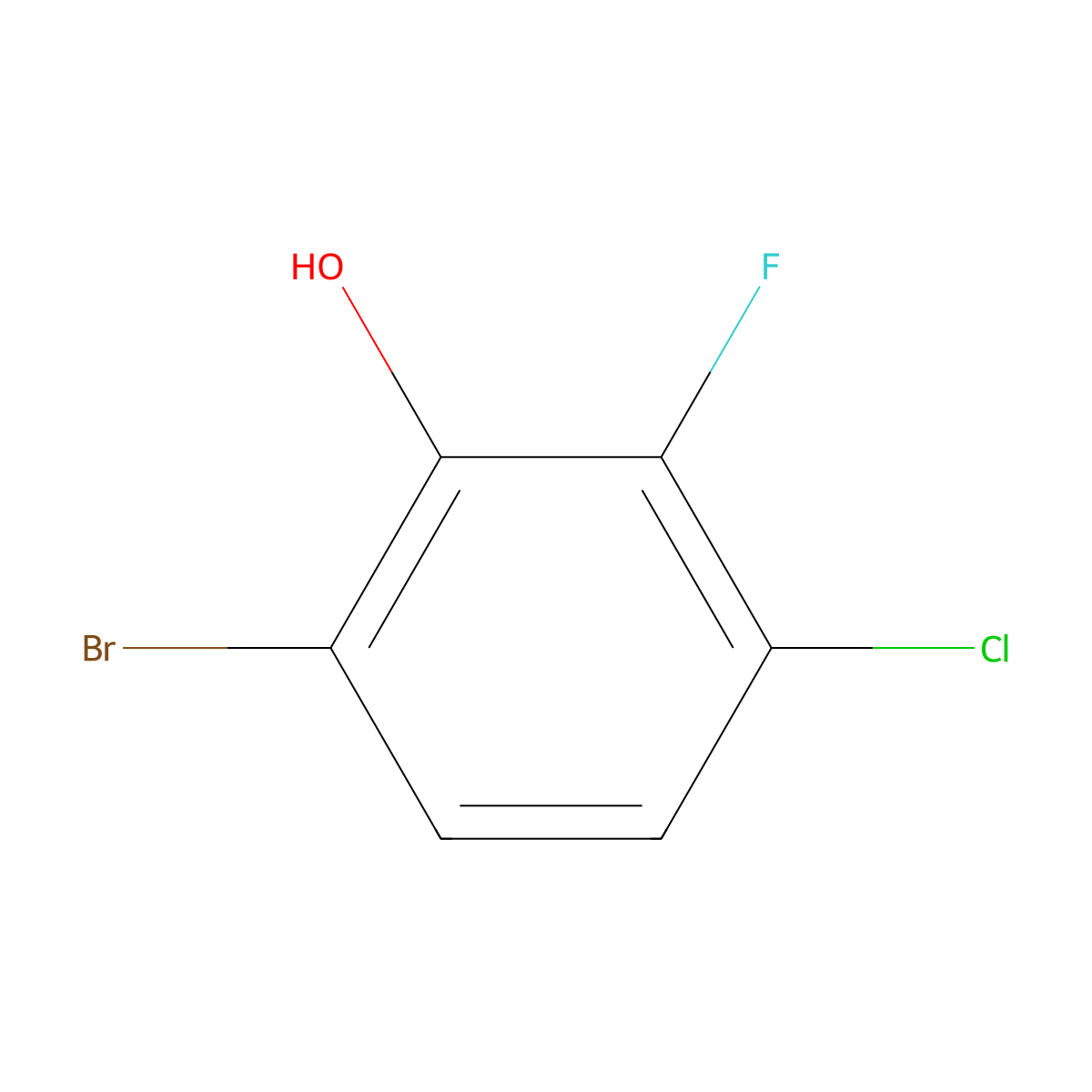 6-Bromo-3-chloro-2-fluorophenol molecular structure, CAS 186590-40-9
