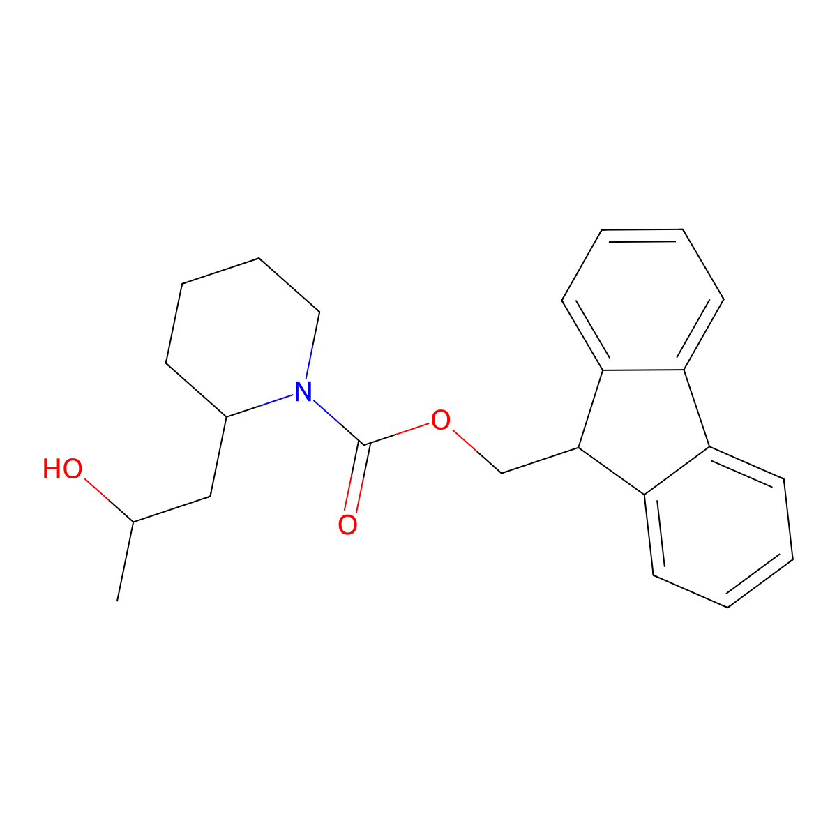 (9H-fluoren-9-yl)methyl 2-(2-hydroxypropyl)piperidine-1-carboxylate molecular structure, CAS 1865967-19-6