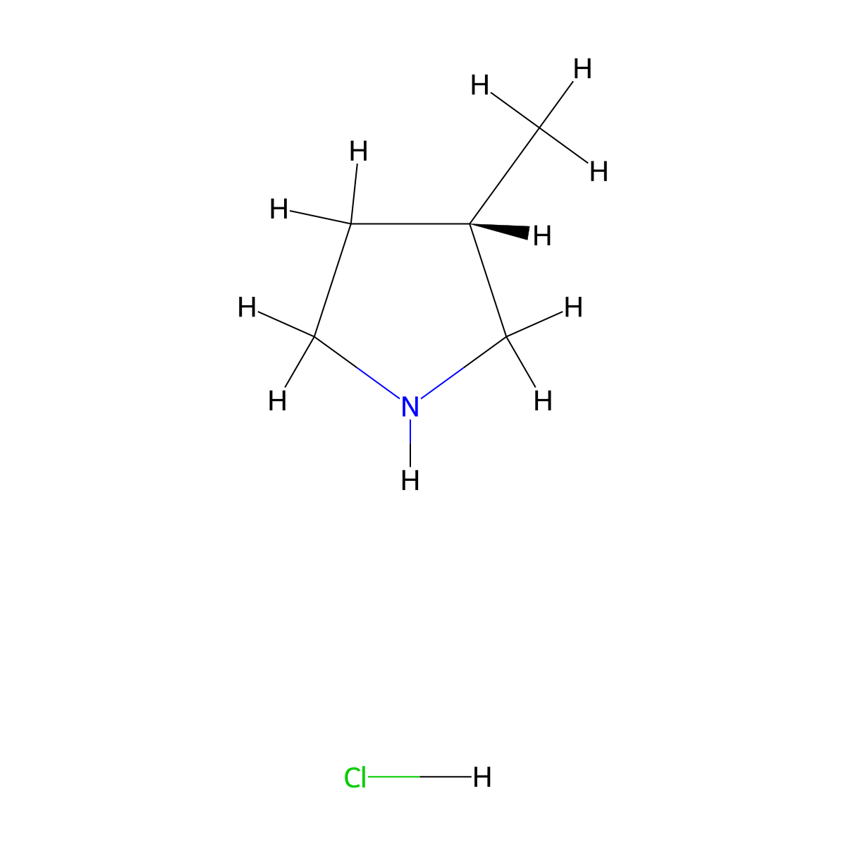 (3S)-3-methylpyrrolidine hydrochloride molecular structure, CAS 186597-29-5