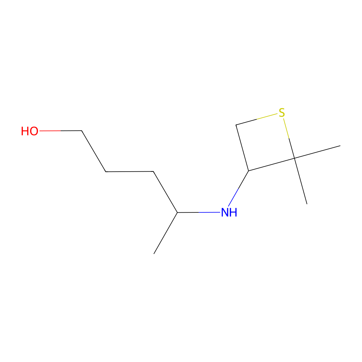 4-((2,2-Dimethylthietan-3-yl)amino)pentan-1-ol molecular structure, CAS 1865973-86-9