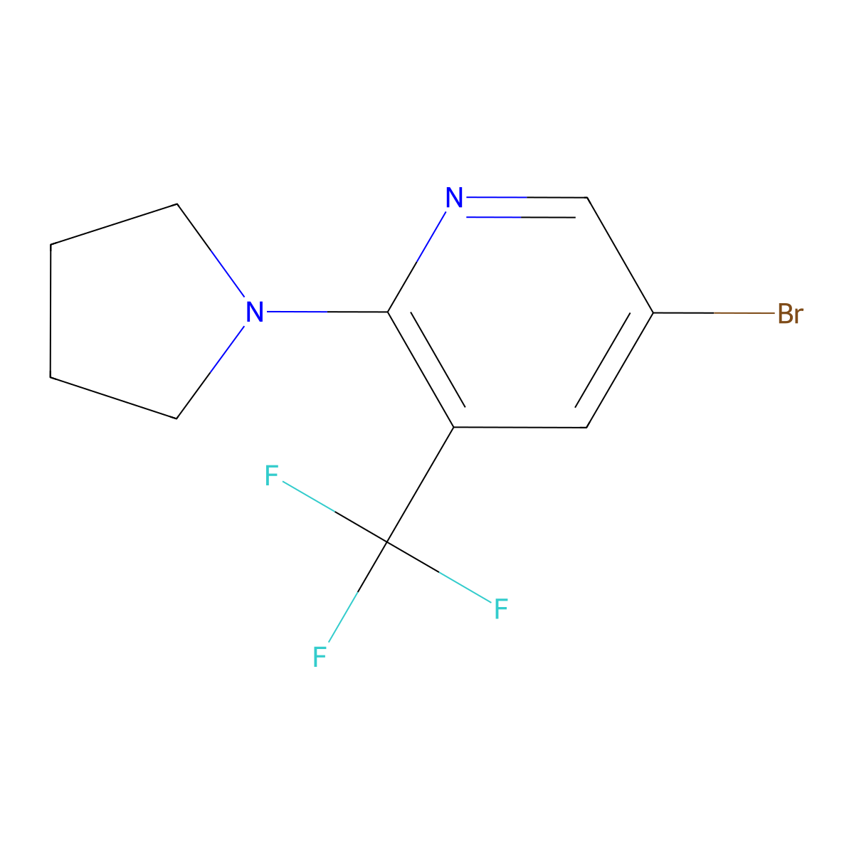 5-BRomo-2-(pyrrolidin-1-yl)-3-(trifluoromethyl)pyridine molecular structure, CAS 1865976-88-0