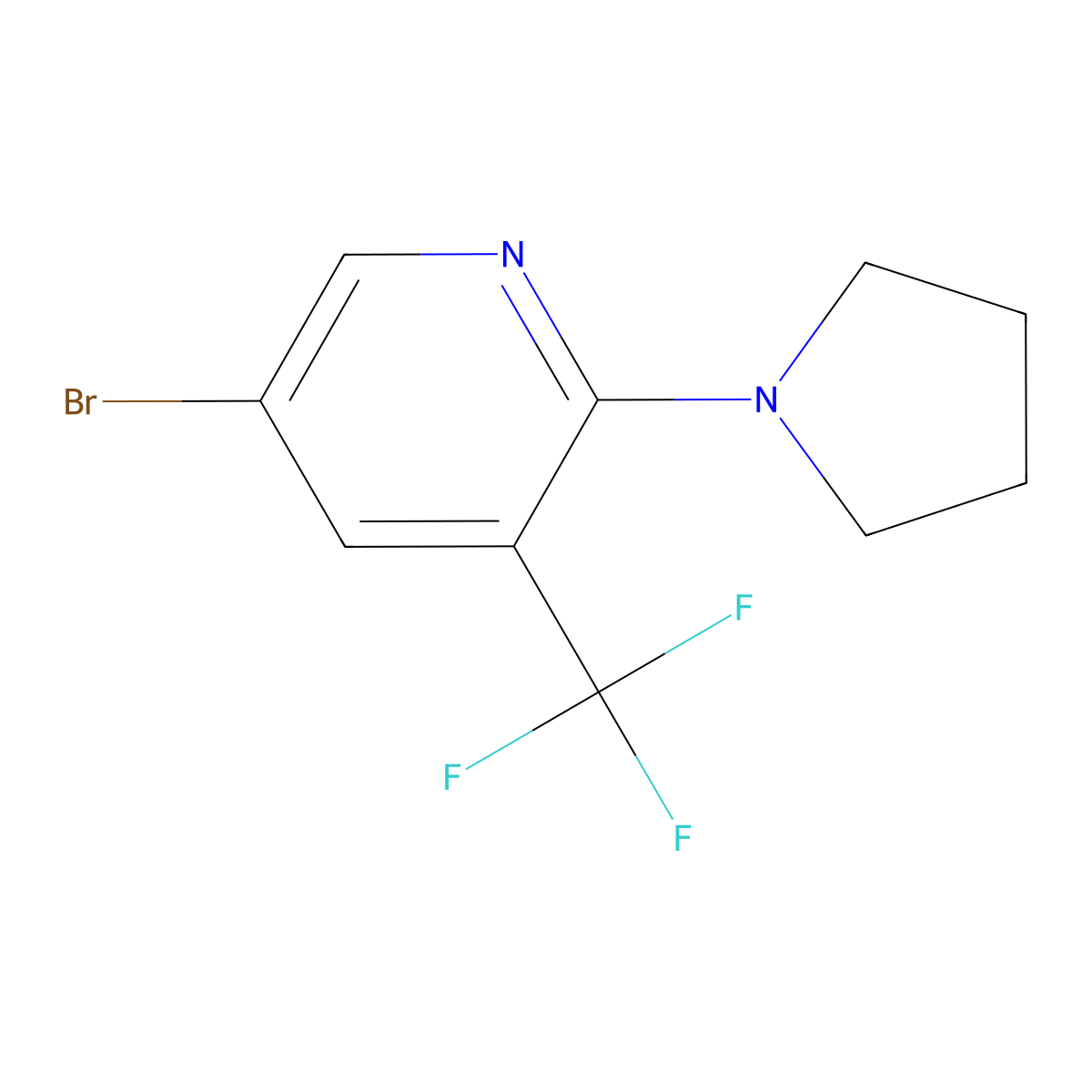 5-BRomo-2-(pyrrolidin-1-yl)-3-(trifluoromethyl)pyridine molecular structure, CAS 1865976-88-0