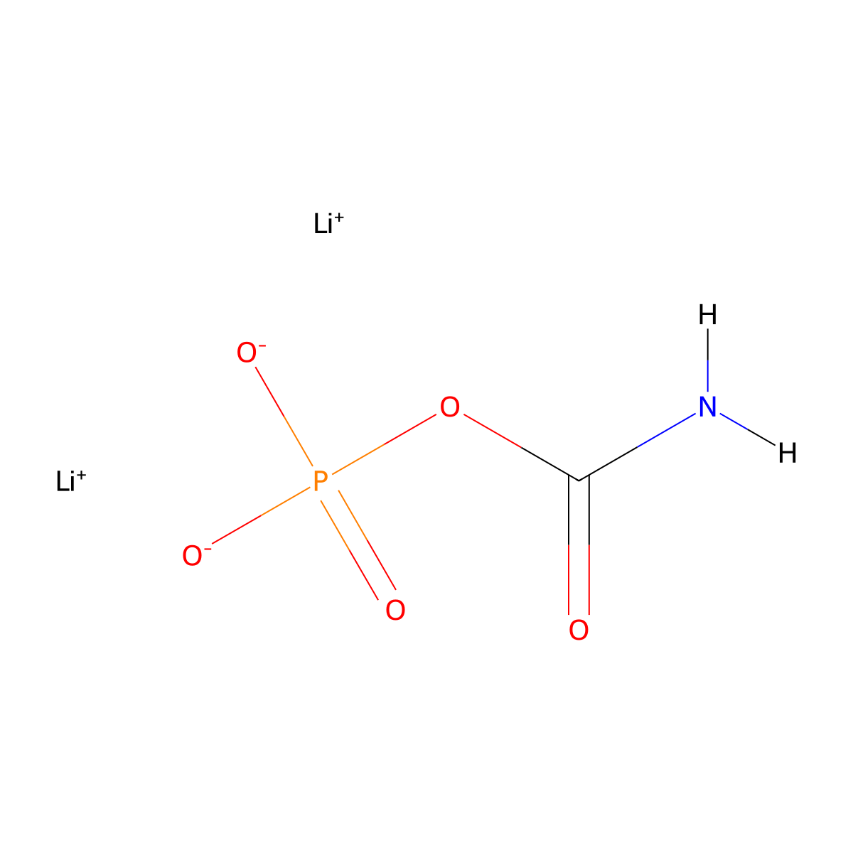 Dilithium carbamoyl phosphate molecular structure, CAS 1866-68-8