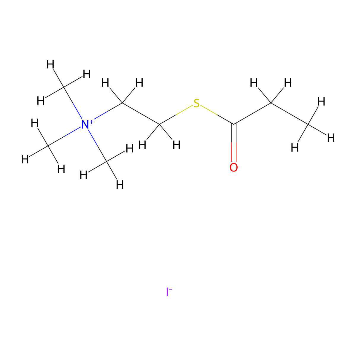 Ethanaminium, N,N,N-trimethyl-2-((1-oxopropyl)thio)-, iodide (1:1) molecular structure, CAS 1866-73-5