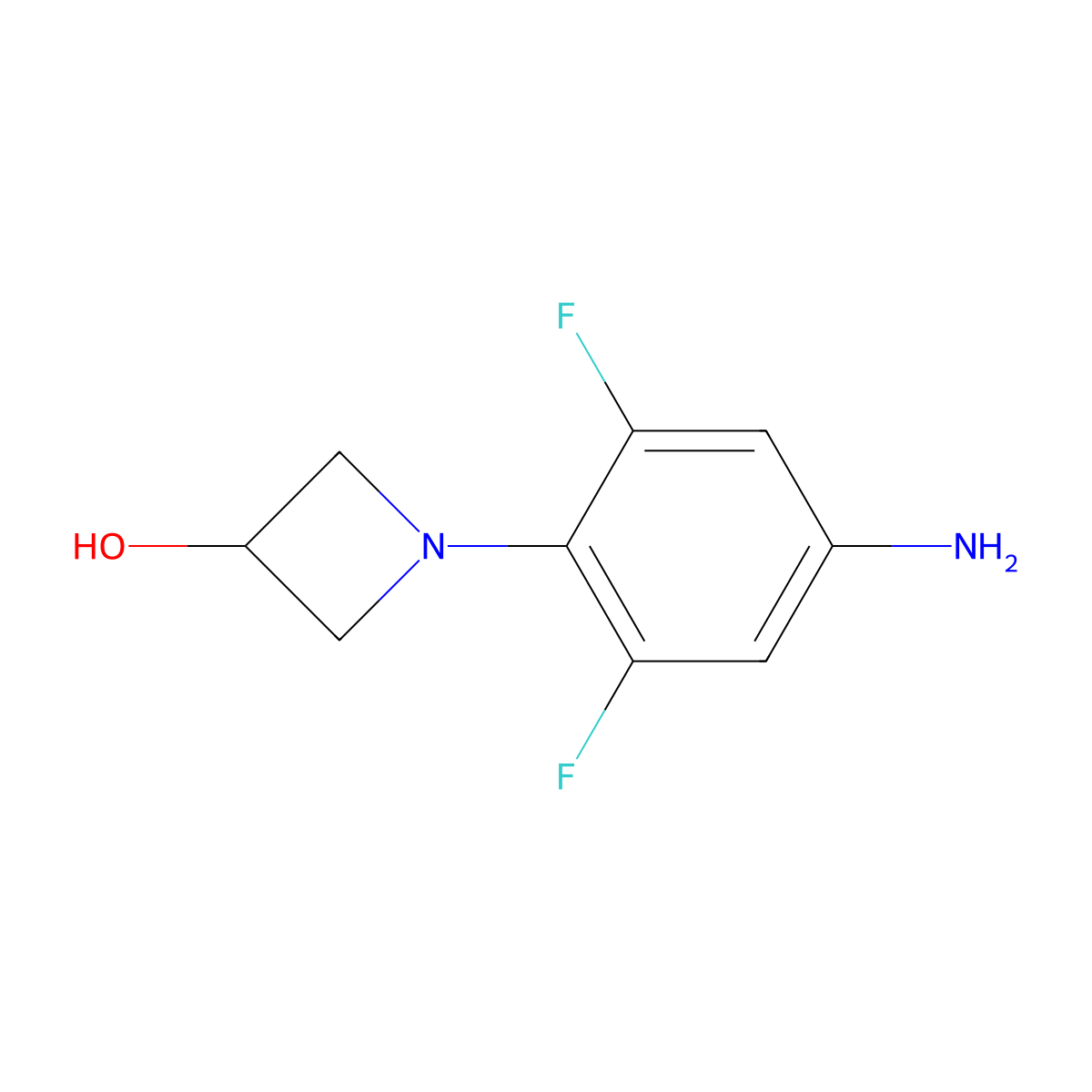 1-(4-Amino-2,6-difluorophenyl)azetidin-3-ol molecular structure, CAS 1866030-46-7