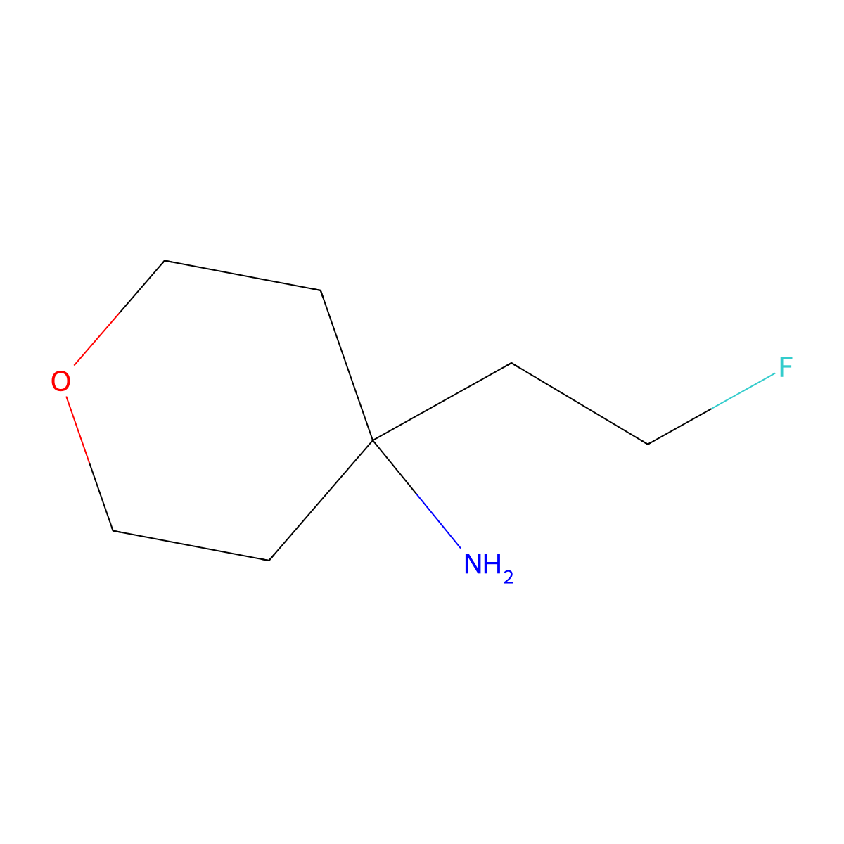 4-(2-Fluoroethyl)oxan-4-amine molecular structure, CAS 1866033-20-6