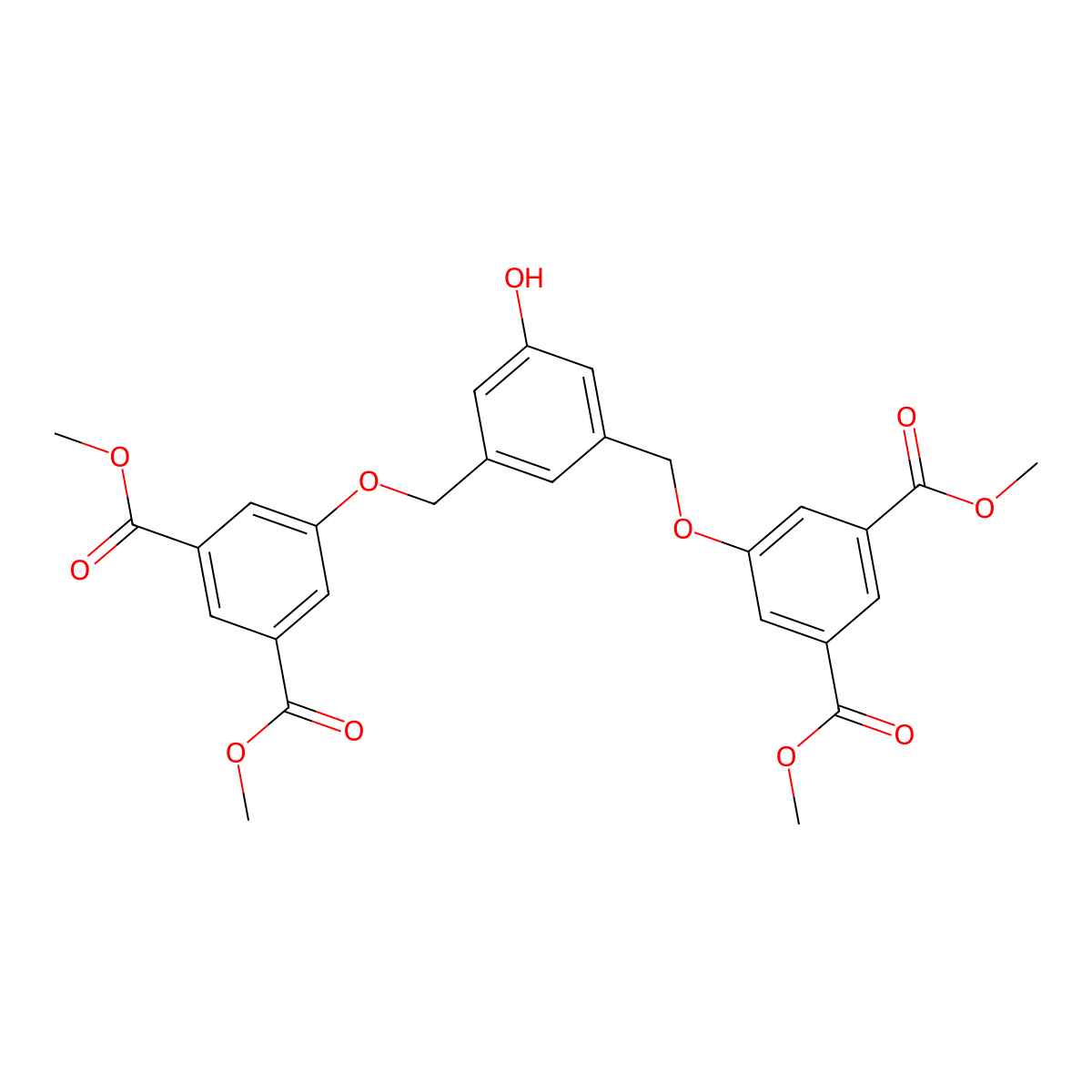 3,5-Bis[3,5-bis(methoxycarbonyl)phenoxymethyl]phenol molecular structure, CAS 186605-76-5