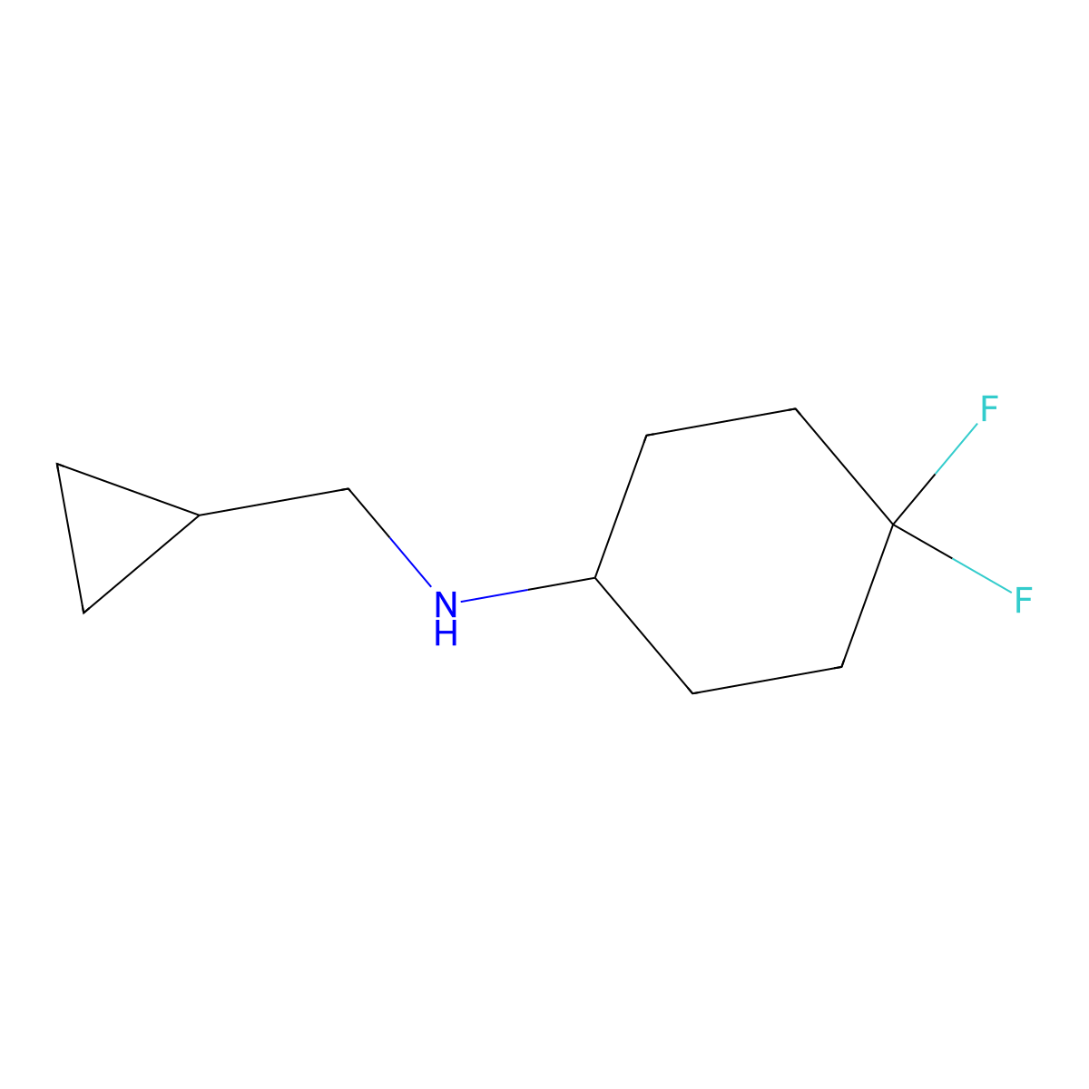 N-(cyclopropylmethyl)-4,4-difluorocyclohexan-1-amine molecular structure, CAS 1866063-09-3