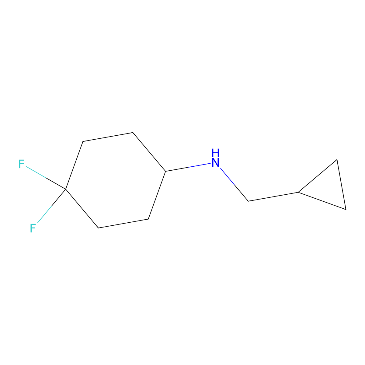 N-(cyclopropylmethyl)-4,4-difluorocyclohexan-1-amine molecular structure, CAS 1866063-09-3