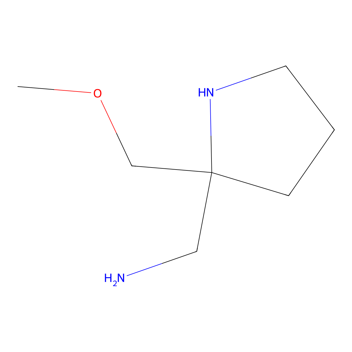 [2-(Methoxymethyl)pyrrolidin-2-yl]methanamine molecular structure, CAS 1866070-88-3