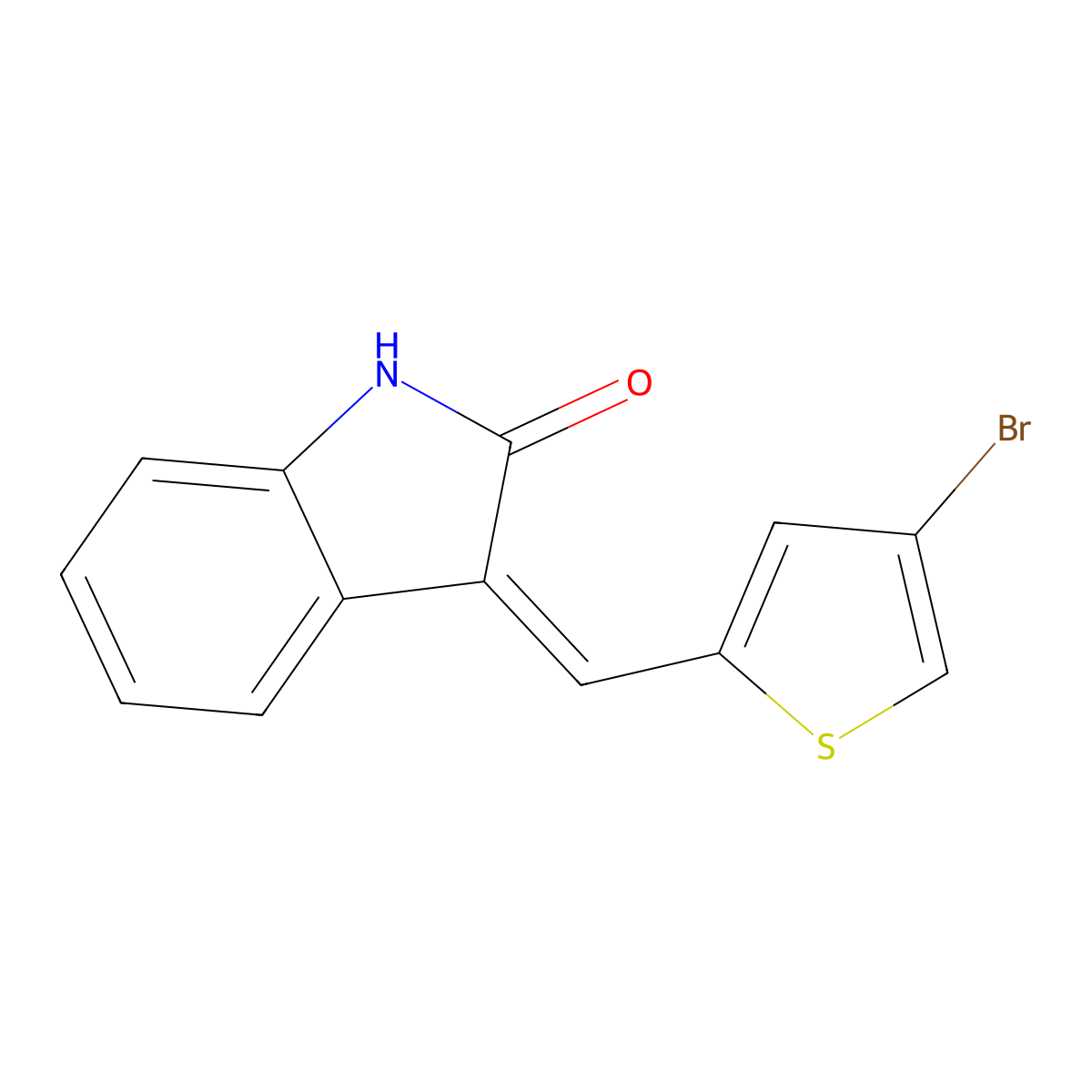 3-[(4-Bromo-2-thienyl)methylene]-1,3-dihydro-2H-indol-2-one molecular structure, CAS 186611-25-6