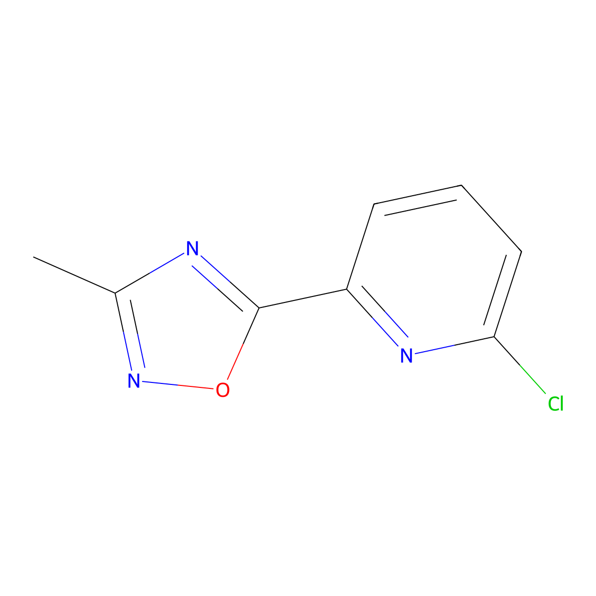 2-Chloro-6-(3-methyl-1,2,4-oxadiazol-5-yl)pyridine molecular structure, CAS 1866112-74-4