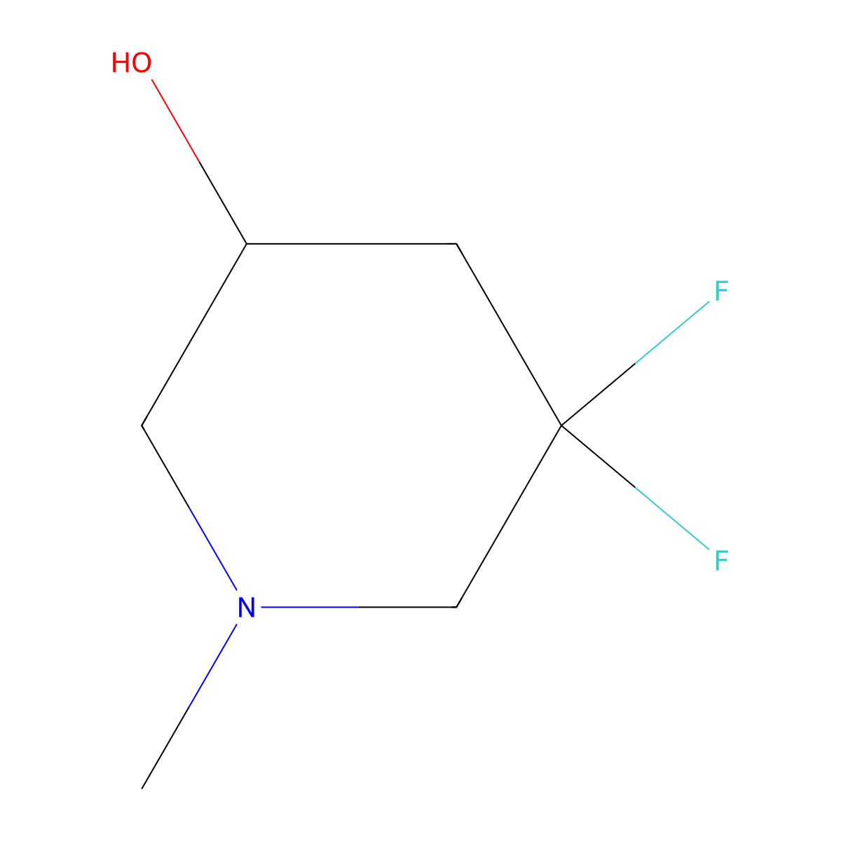 5,5-Difluoro-1-methylpiperidin-3-ol molecular structure, CAS 1866148-86-8