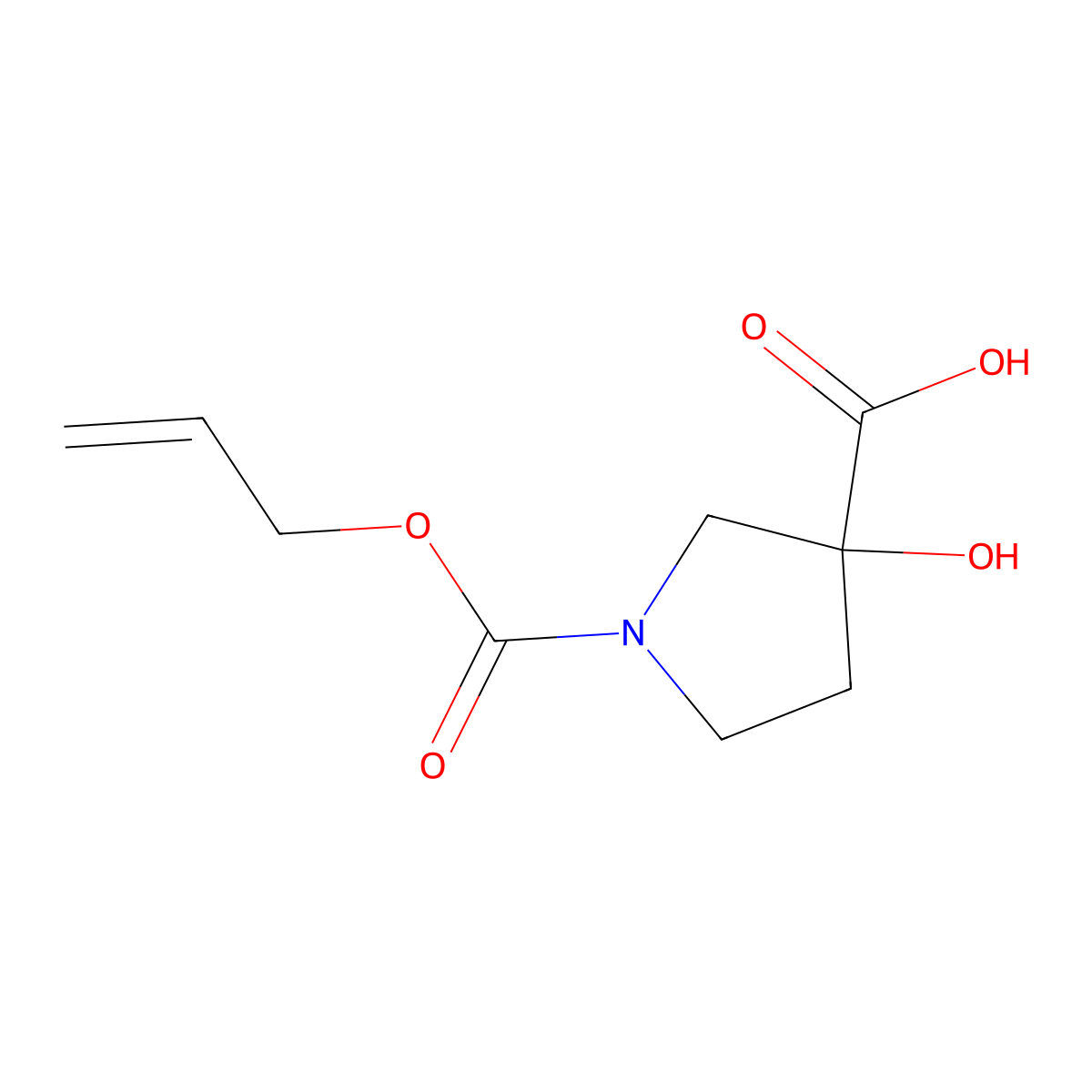 3-Hydroxy-1-[(prop-2-en-1-yloxy)carbonyl]pyrrolidine-3-carboxylic acid molecular structure, CAS 1866150-90-4