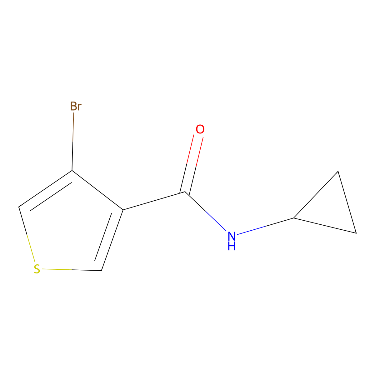4-bromo-N-cyclopropylthiophene-3-carboxamide molecular structure, CAS 1866153-29-8