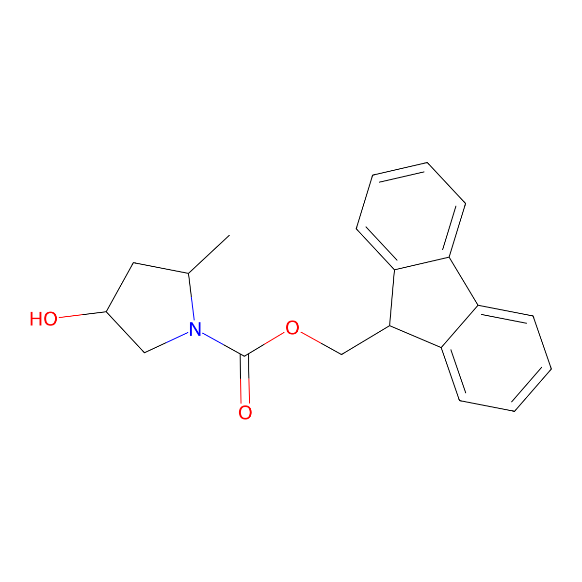 (9H-fluoren-9-yl)methyl 4-hydroxy-2-methylpyrrolidine-1-carboxylate molecular structure, CAS 1866197-72-9