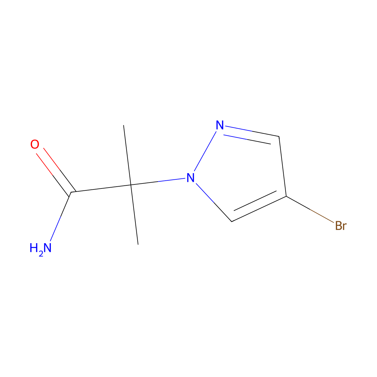 2-(4-bromo-1H-pyrazol-1-yl)-2-methylpropanamide molecular structure, CAS 1866219-37-5