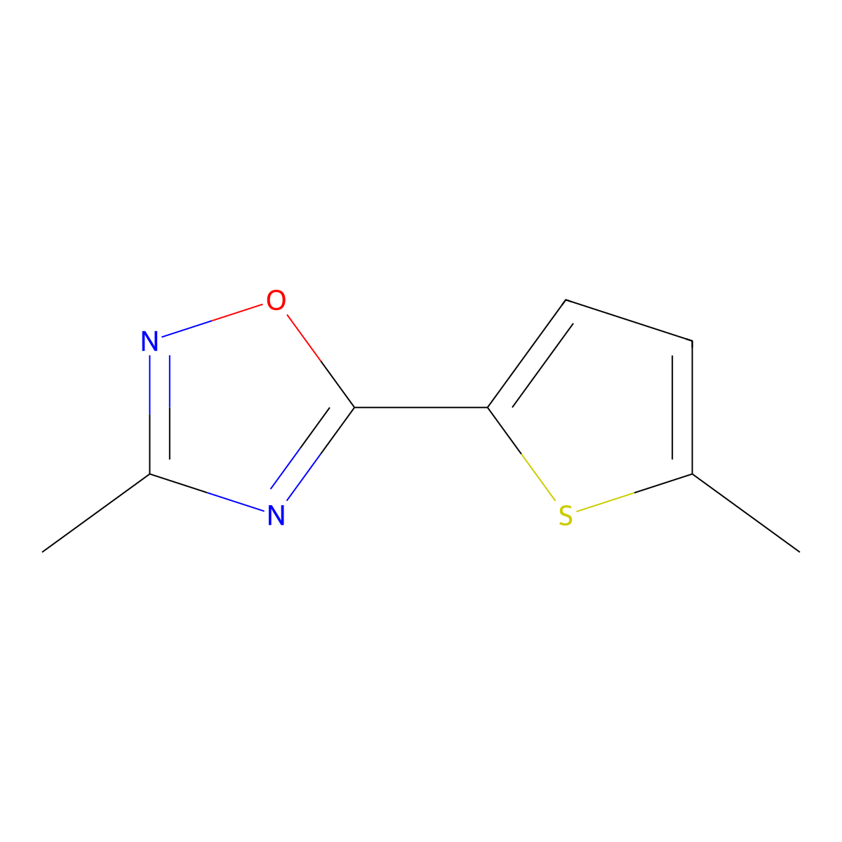 3-Methyl-5-(5-methylthiophen-2-yl)-1,2,4-oxadiazole molecular structure, CAS 1866226-16-5