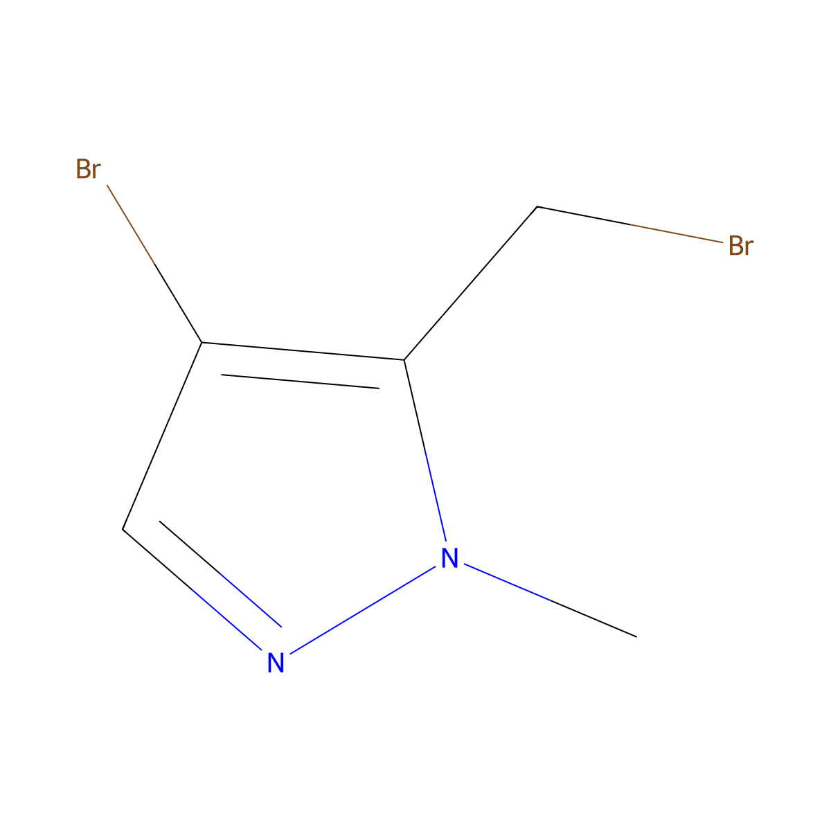 4-Bromo-5-(bromomethyl)-1-methyl-1H-pyrazole molecular structure, CAS 1866258-63-0