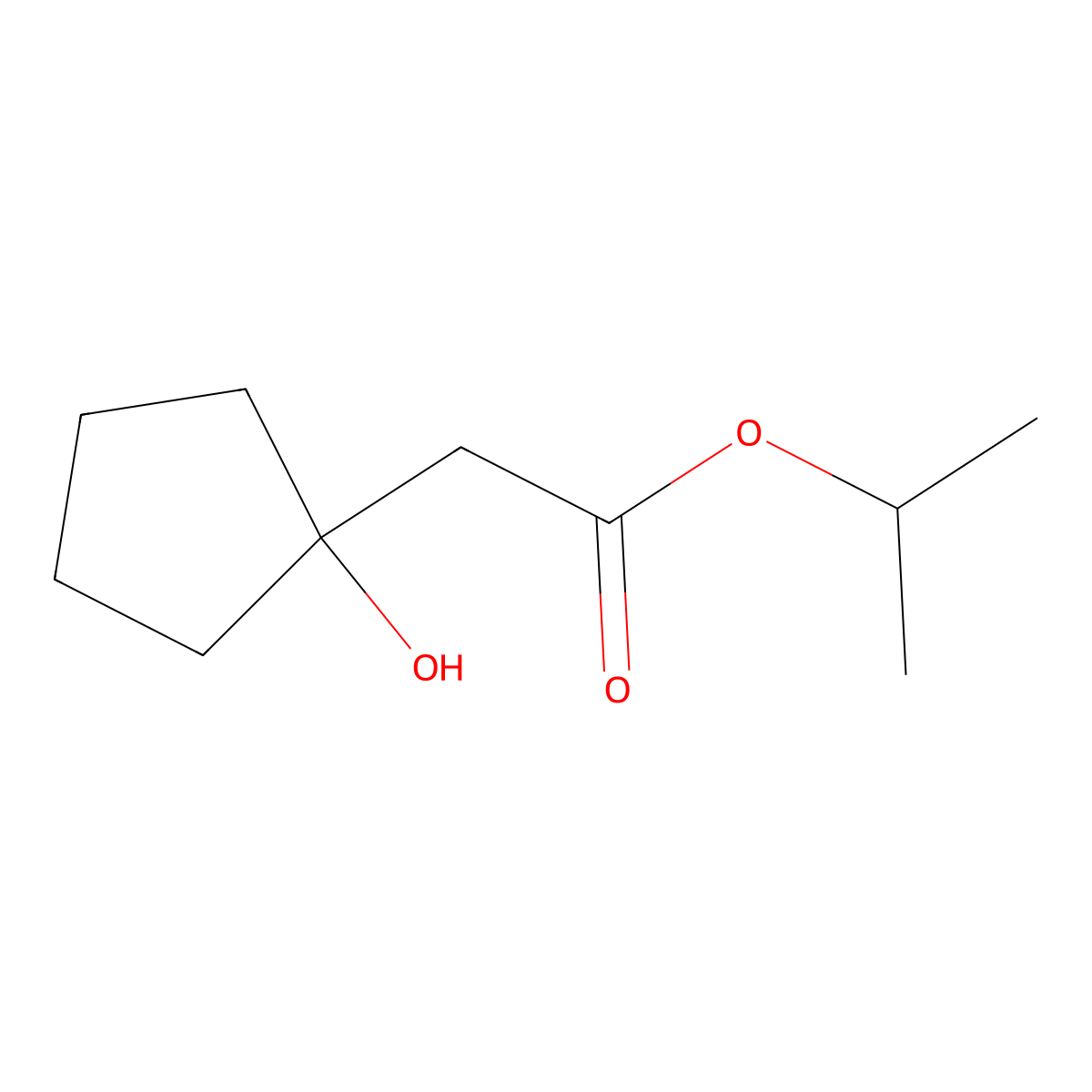 Isopropyl 2-(1-hydroxycyclopentyl)acetate molecular structure, CAS 1866283-12-6
