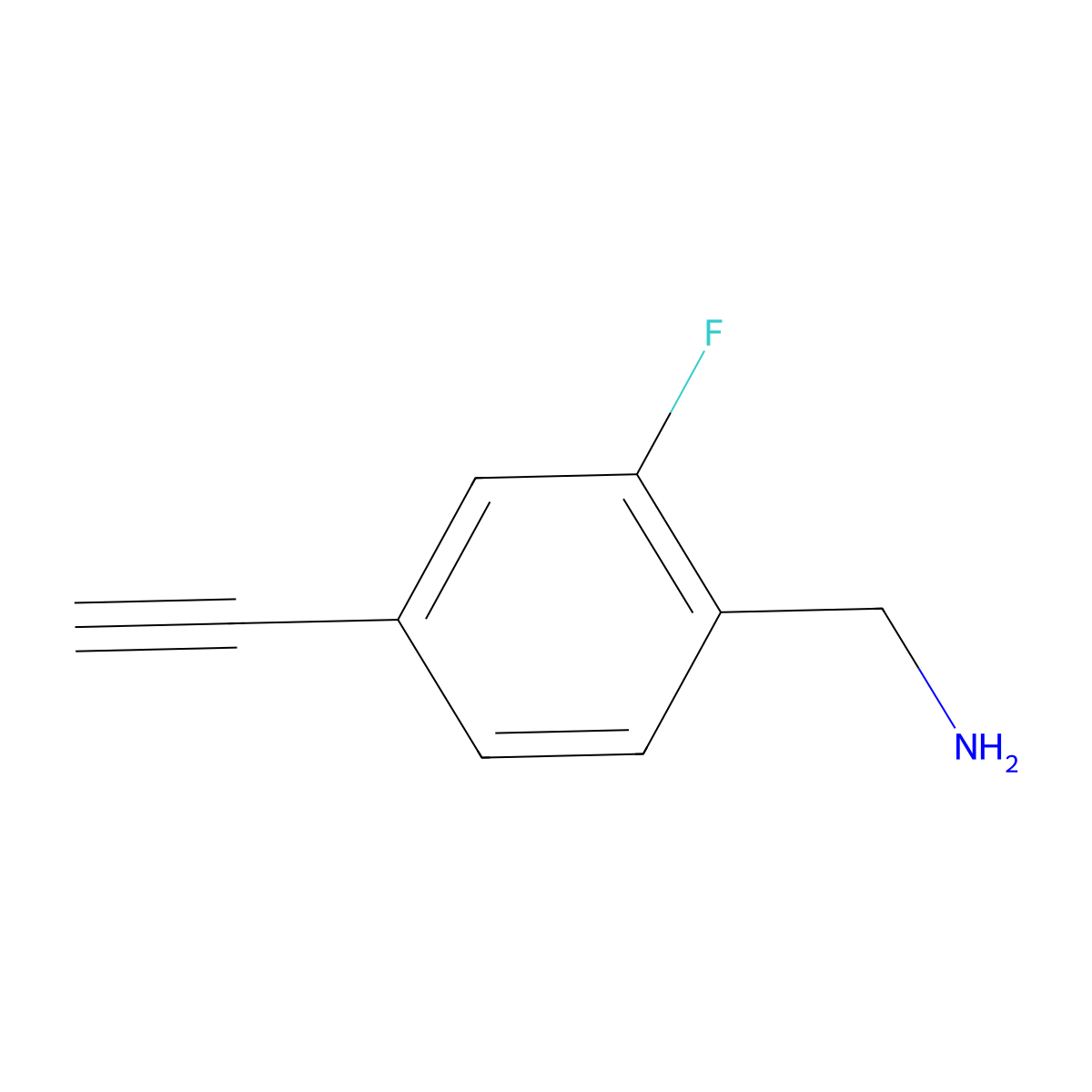 (4-Ethynyl-2-fluorophenyl)methanamine molecular structure, CAS 1866305-46-5