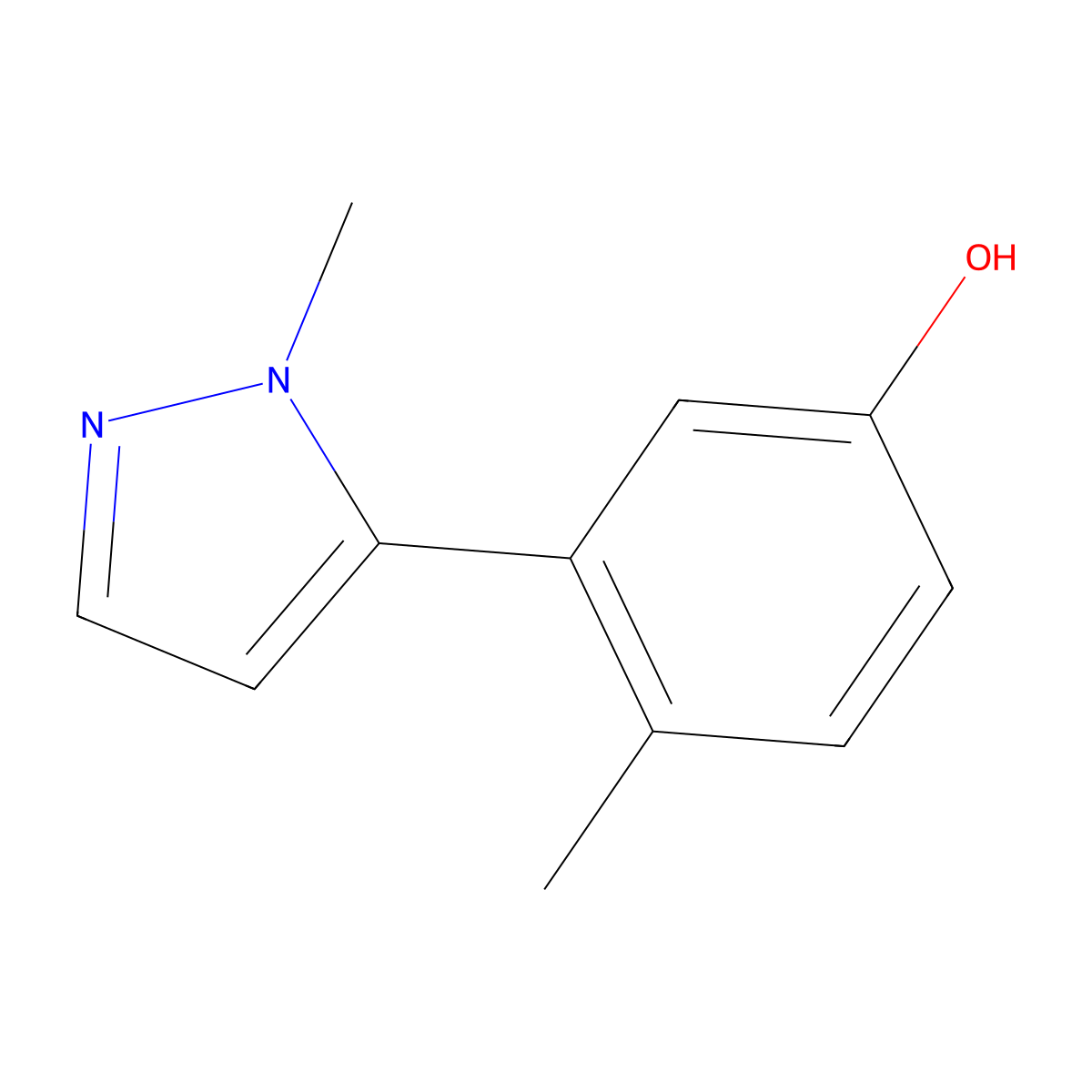 4-Methyl-3-(1-methyl-1H-pyrazol-5-yl)phenol molecular structure, CAS 1866334-44-2