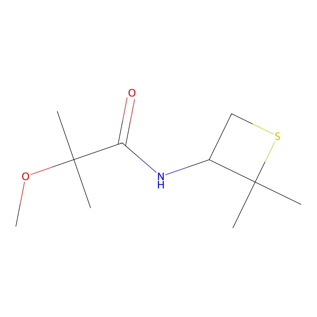 N-(2,2-Dimethylthietan-3-yl)-2-methoxy-2-methylpropanamide molecular structure, CAS 1866348-78-8