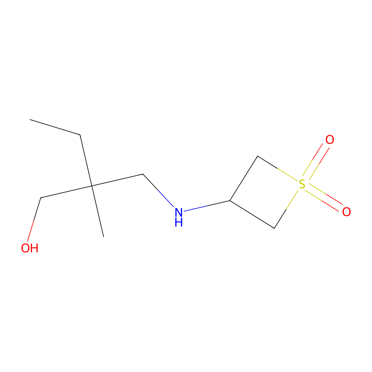 3-((2-(Hydroxymethyl)-2-methylbutyl)amino)thietane 1,1-dioxide molecular structure, CAS 1866496-64-1