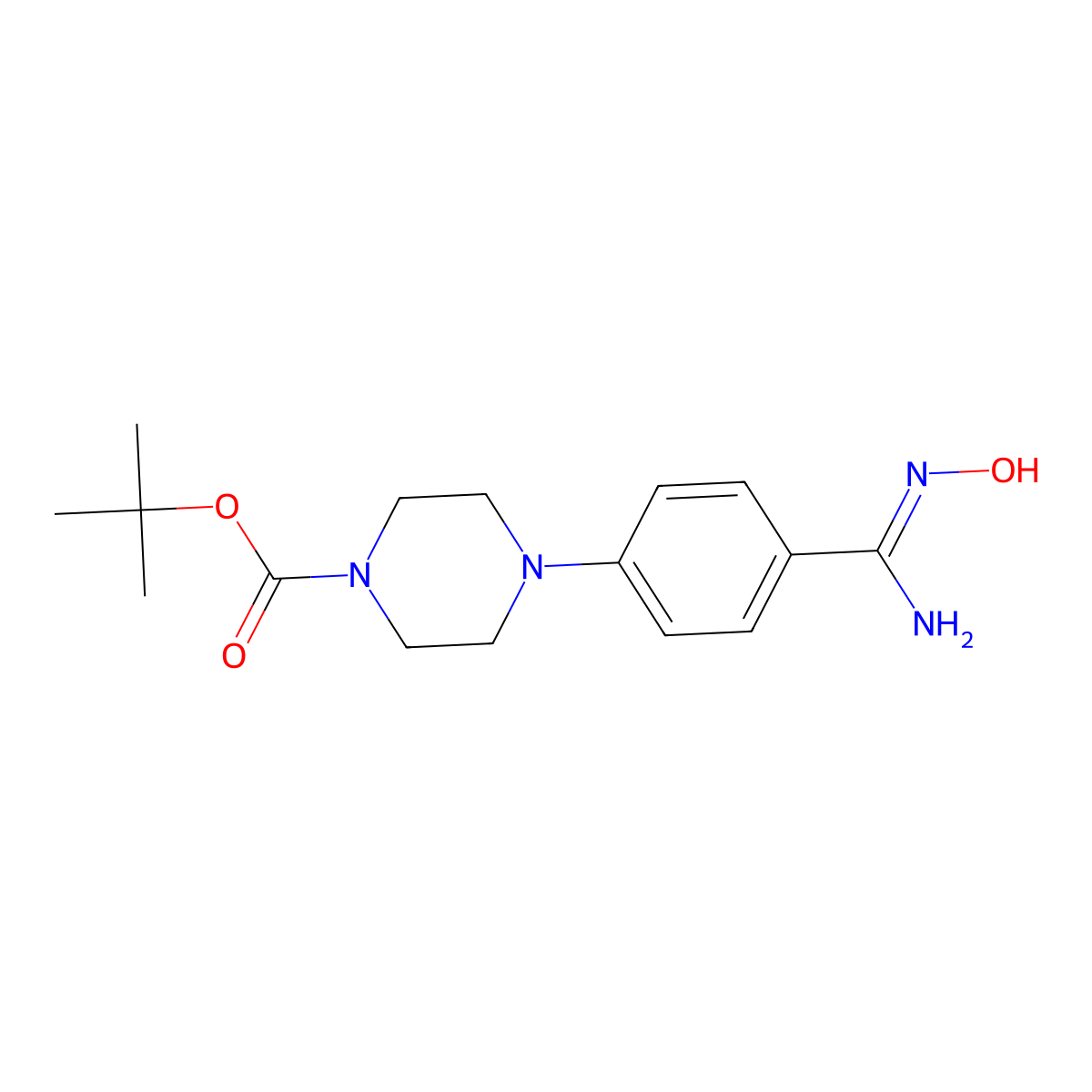 tert-butyl 4-[4-(N'-hydroxycarbamimidoyl)phenyl]piperazine-1-carboxylate molecular structure, CAS 186650-24-8