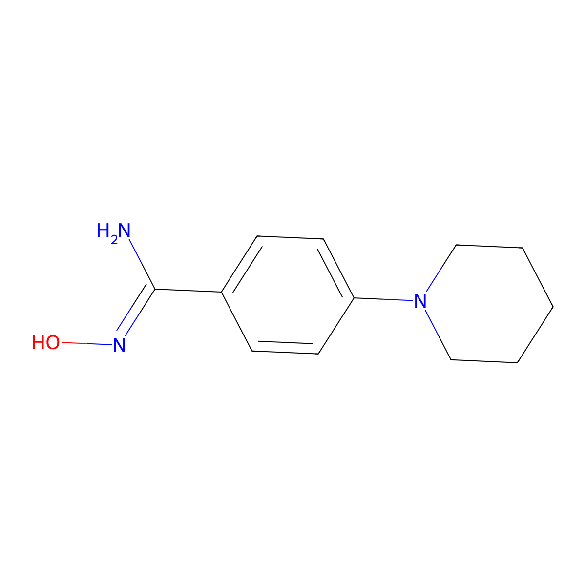 N'-hydroxy-4-(piperidin-1-yl)benzene-1-carboximidamide molecular structure, CAS 186650-56-6