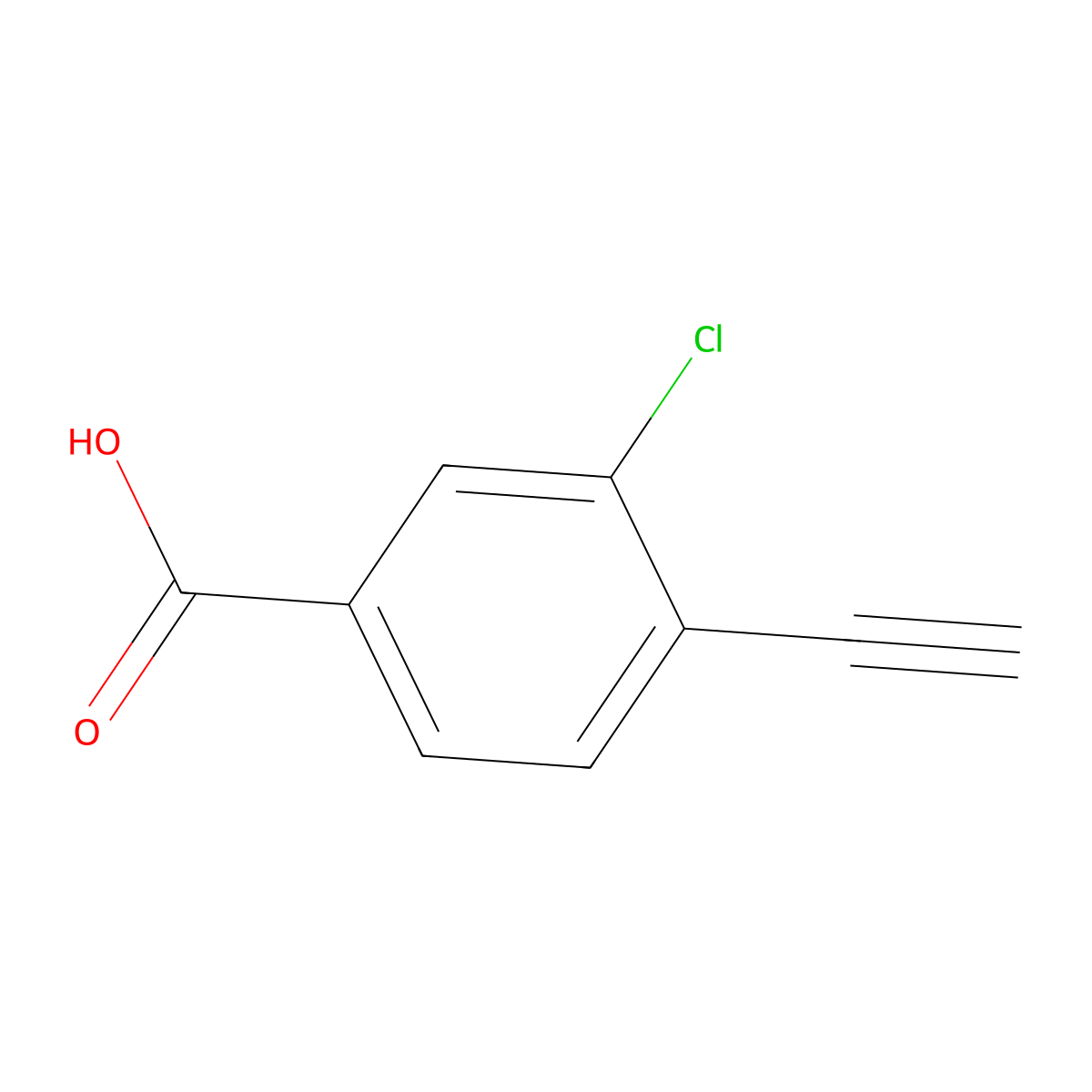 3-Chloro-4-ethynylbenzoic acid molecular structure, CAS 1866562-06-2