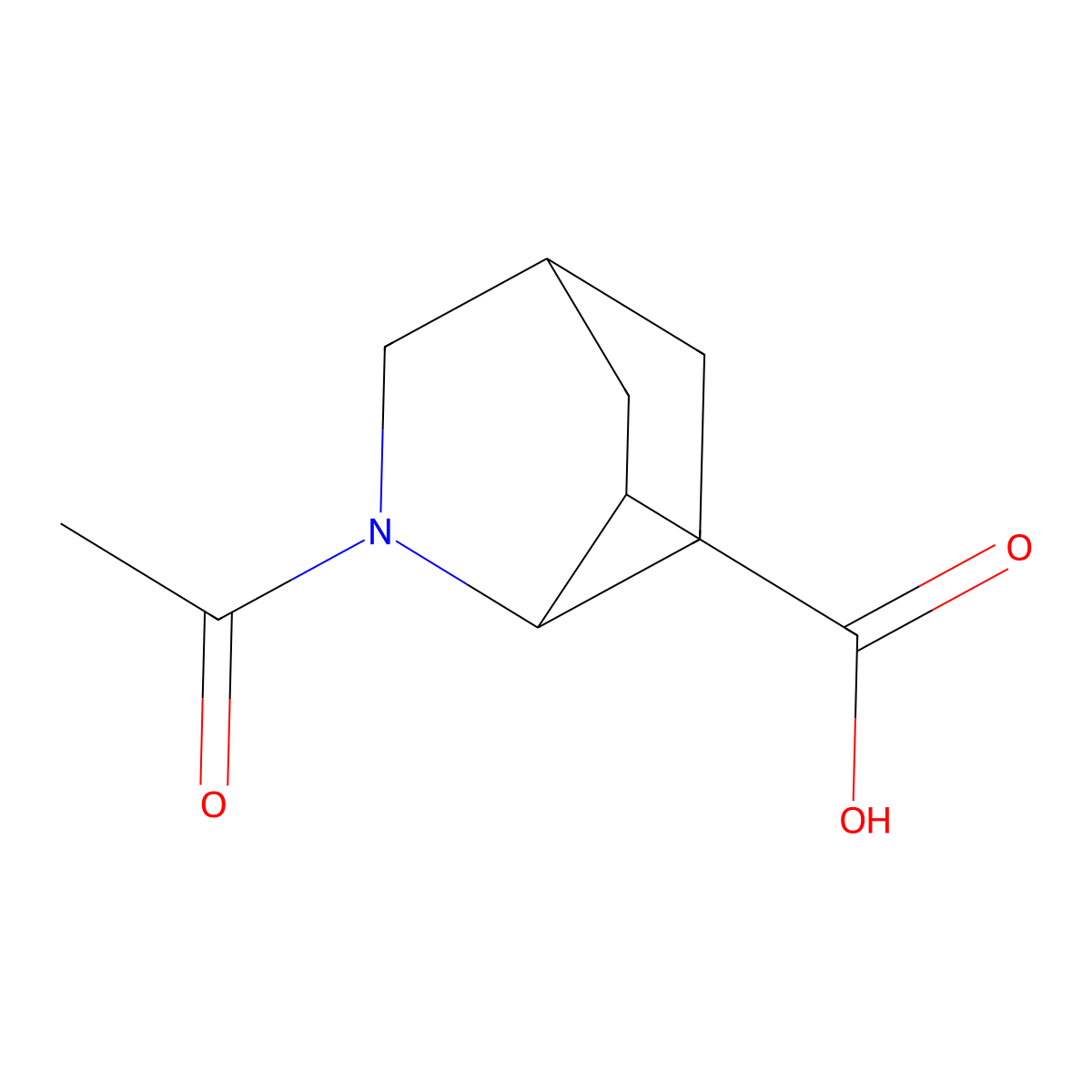 2-Acetyl-2-azabicyclo[2.2.2]octane-6-carboxylic acid molecular structure, CAS 1866578-00-8