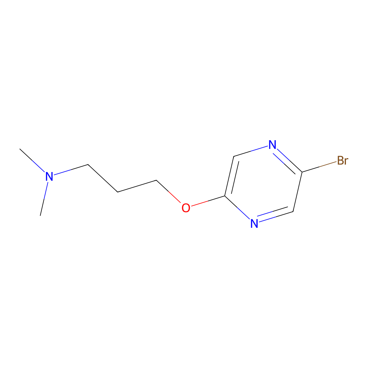 1-Propanamine, 3-[(5-bromo-2-pyrazinyl)oxy]-N,N-dimethyl- molecular structure, CAS 1866582-72-0