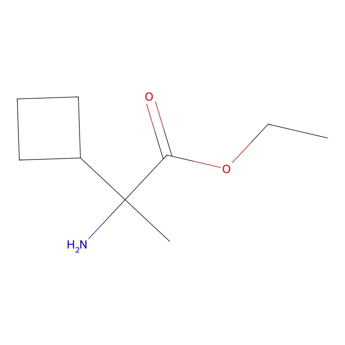 Ethyl 2-amino-2-cyclobutylpropanoate molecular structure, CAS 1866590-11-5