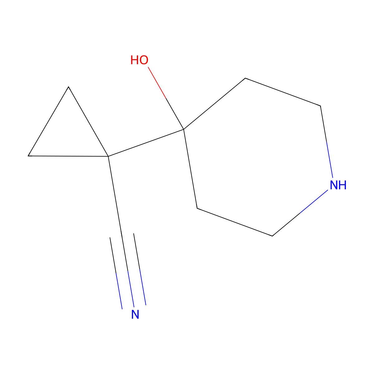 1-(4-Hydroxypiperidin-4-yl)cyclopropane-1-carbonitrile molecular structure, CAS 1866613-90-2
