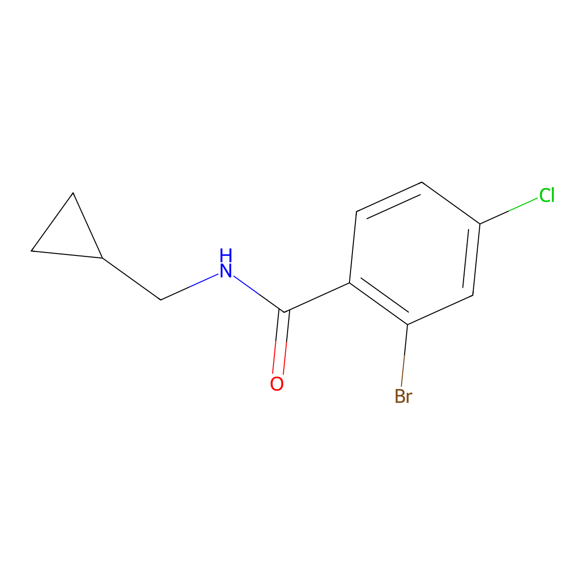 2-Bromo-4-chloro-N-(cyclopropylmethyl)benzamide molecular structure, CAS 1866615-98-6