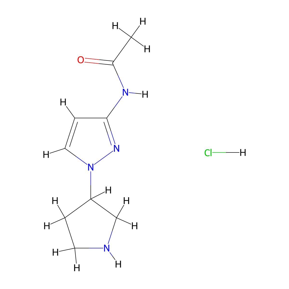 N-[1-(pyrrolidin-3-yl)-1H-pyrazol-3-yl]acetamide hydrochloride molecular structure, CAS 1866616-95-6