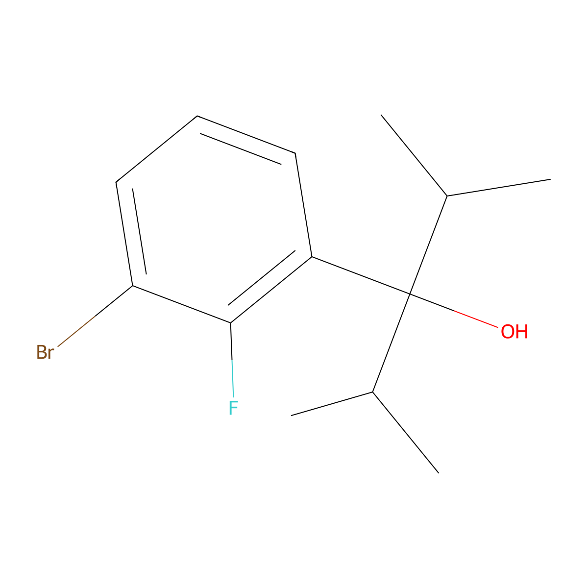 3-(3-Bromo-2-fluorophenyl)-2,4-dimethylpentan-3-ol molecular structure, CAS 1866622-15-2