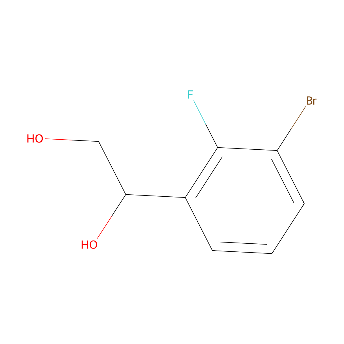 1-(3-Bromo-2-fluorophenyl)-1,2-ethanediol molecular structure, CAS 1866646-24-3