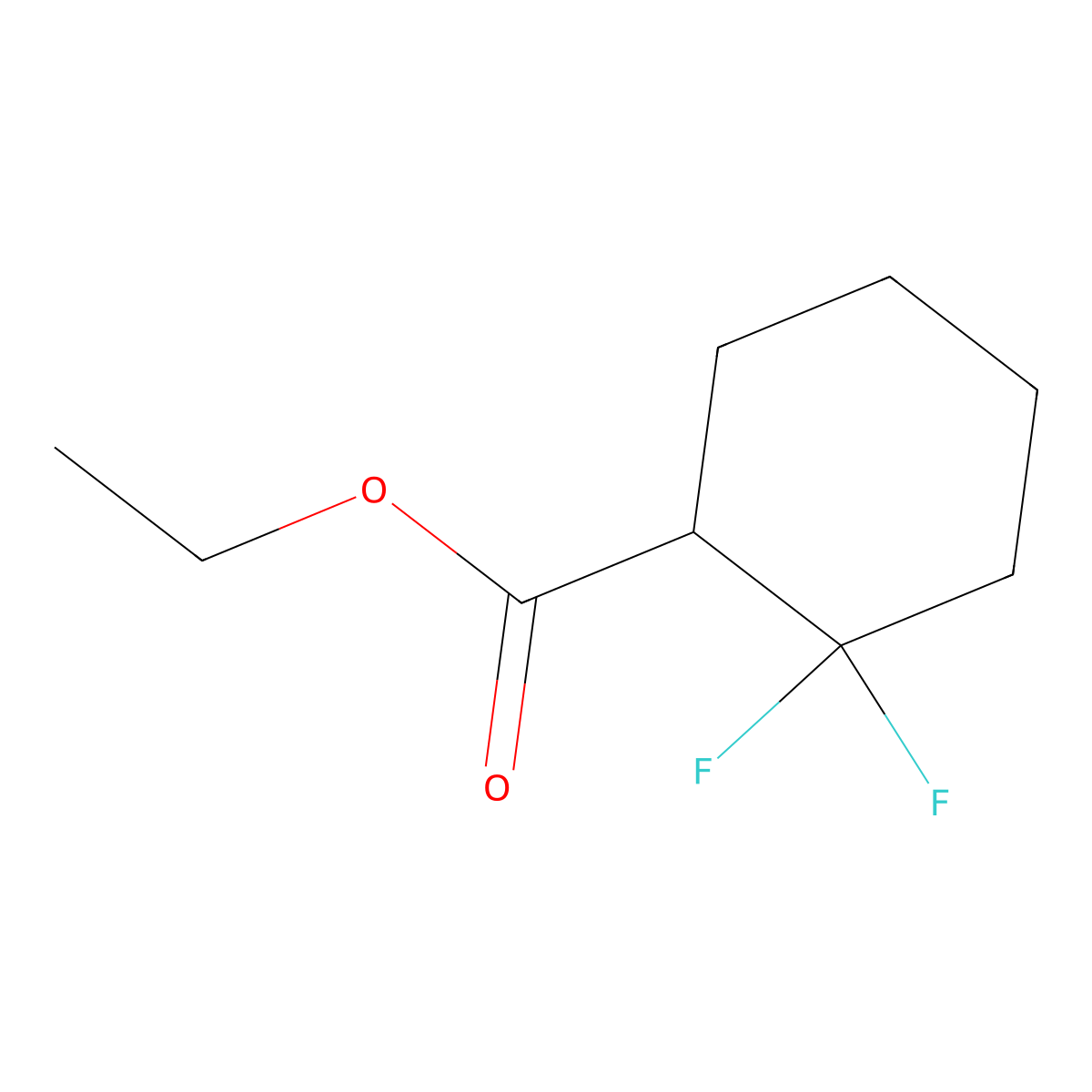 Ethyl 2,2-difluorocyclohexane-1-carboxylate molecular structure, CAS 186665-89-4