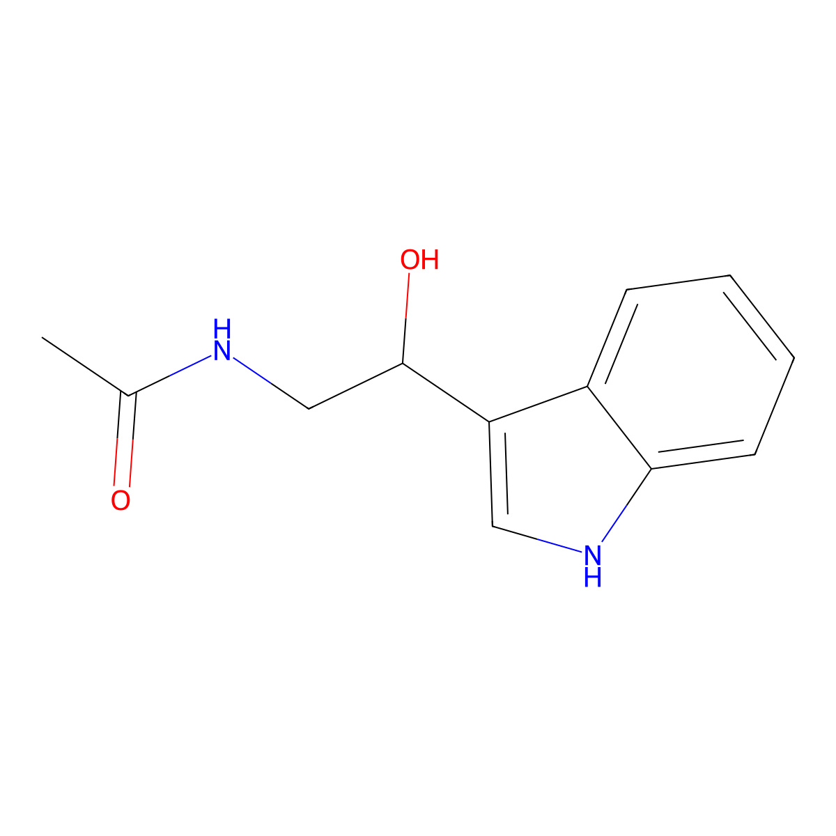 N-(2-Hydroxy-2-(1H-indol-3-yl)ethyl)acetamide molecular structure, CAS 186667-13-0