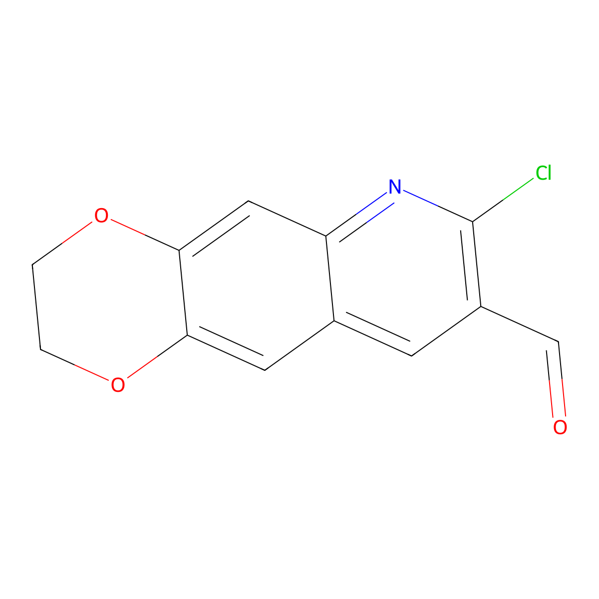 7-Chloro-2,3-dihydro-[1,4]dioxino[2,3-g]quinoline-8-carbaldehyde molecular structure, CAS 186668-55-3