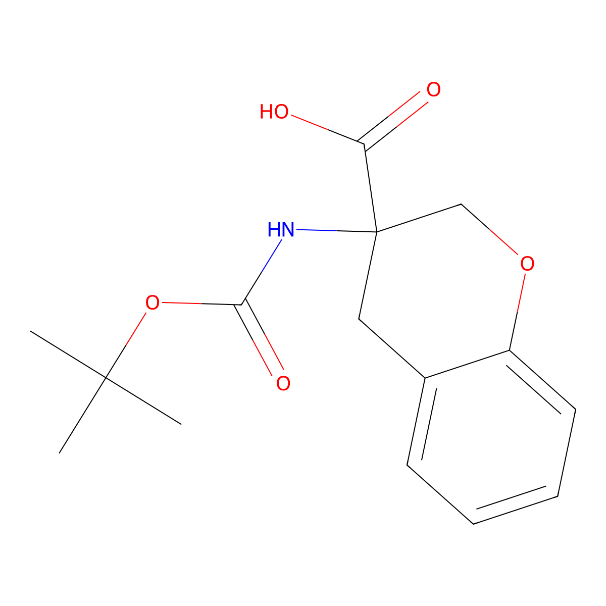 3-{[(tert-butoxy)carbonyl]amino}-3,4-dihydro-2H-1-benzopyran-3-carboxylic acid molecular structure, CAS 1866708-64-6