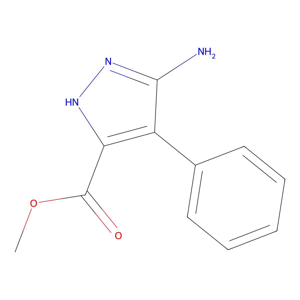 methyl 3-amino-4-phenyl-1H-pyrazole-5-carboxylate molecular structure, CAS 186672-67-3