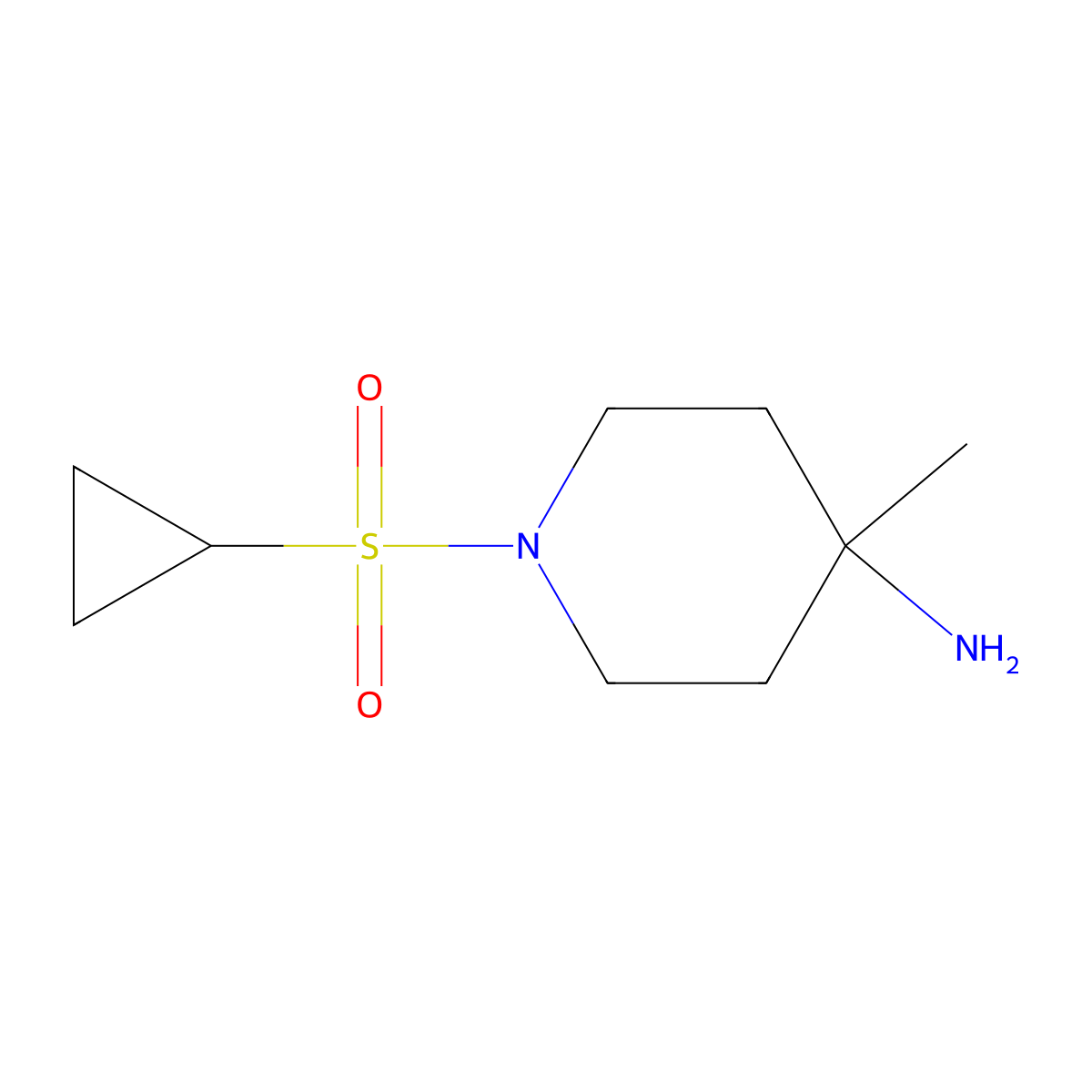 1-(Cyclopropanesulfonyl)-4-methylpiperidin-4-amine molecular structure, CAS 1866740-92-2