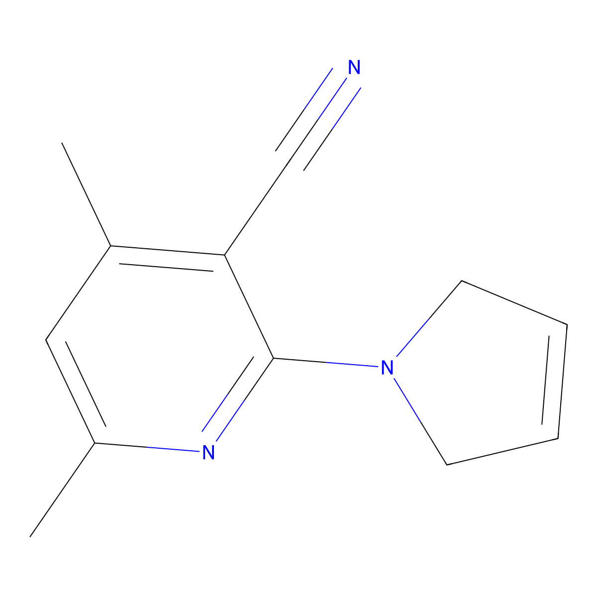 2-(2,5-dihydro-1H-pyrrol-1-yl)-4,6-dimethylpyridine-3-carbonitrile molecular structure, CAS 1866752-71-7