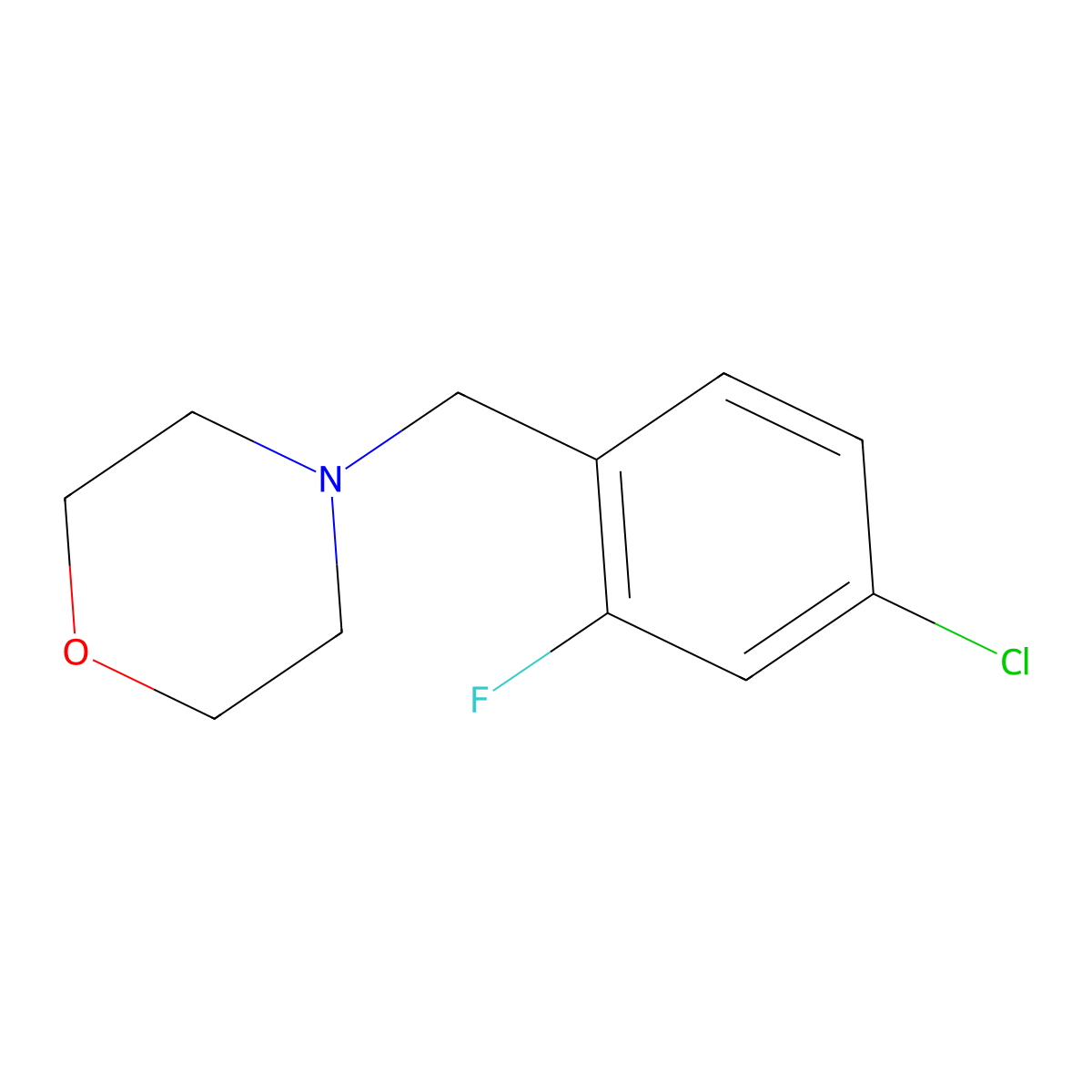 4-[(4-Chloro-2-fluorophenyl)methyl]morpholine molecular structure, CAS 1866791-31-2