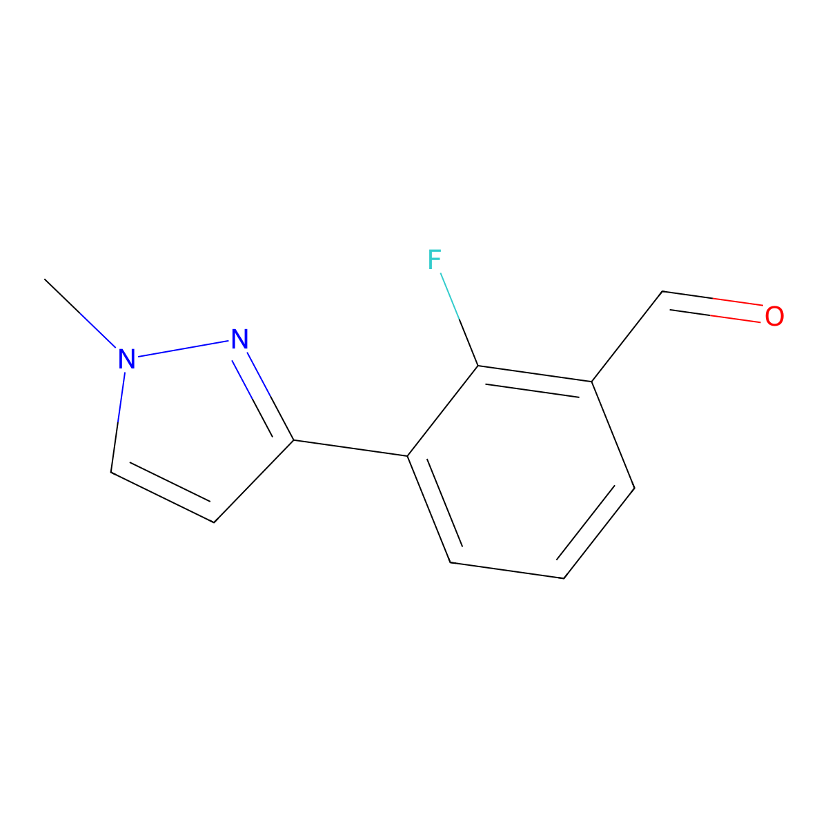 2-Fluoro-3-(1-methyl-1H-pyrazol-3-yl)benzaldehyde molecular structure, CAS 1866869-50-2